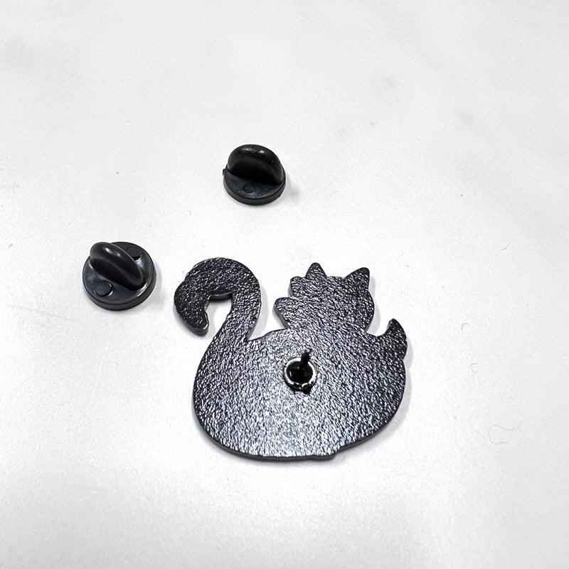 Shaketea Corgi Flamingo Floatie Dog Enamel Pin back view in black metal with butterfly clutch backs on Tampa Home & Garden Store