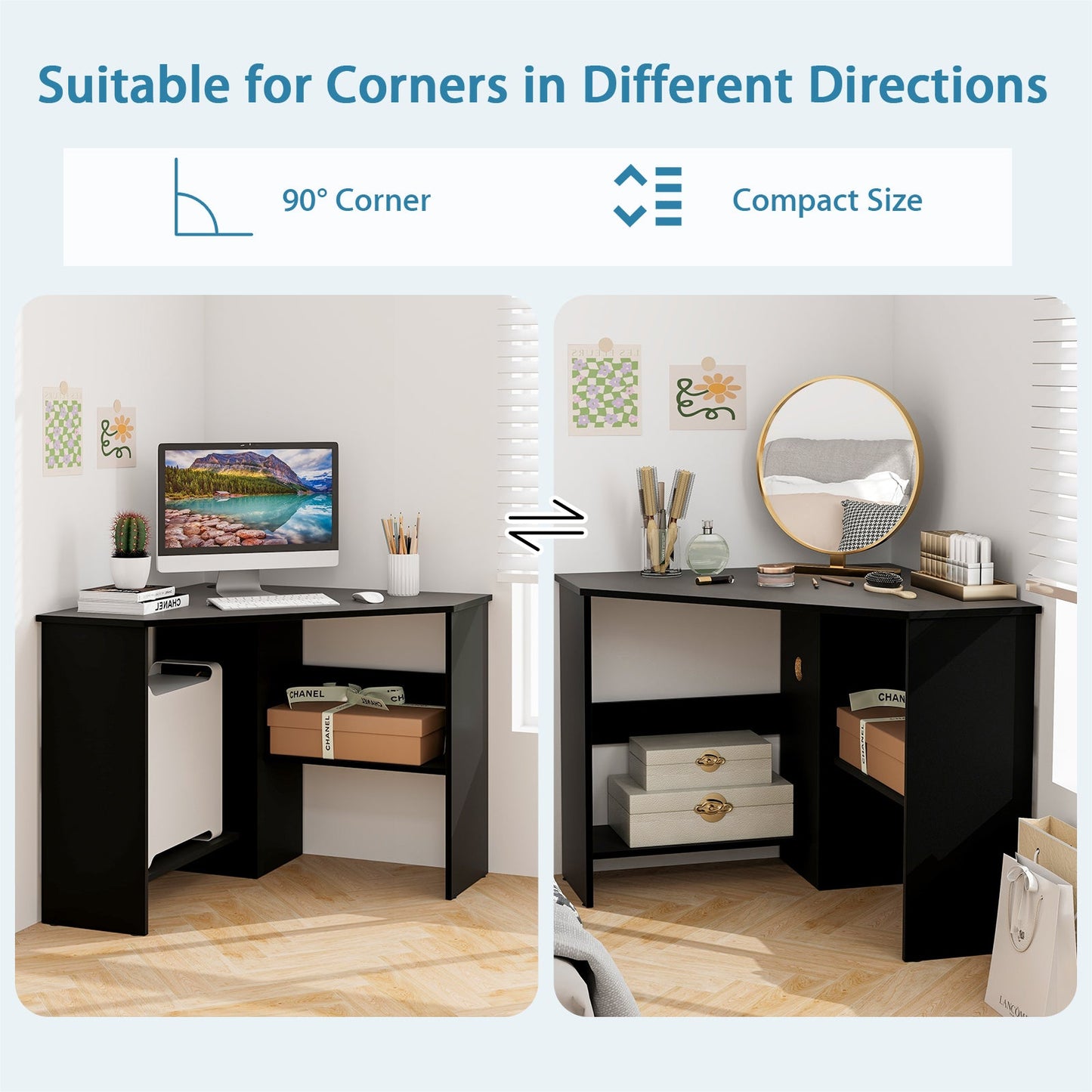 Corner Computer Desk With Storage Triangle Design
