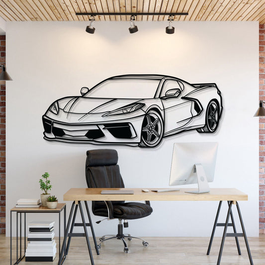 Arte de Pared de Metal "Perspectiva Corvette C8" - MT1125