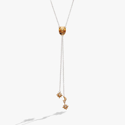 Cosmic Cowgirl Y Necklace by ALEX AND ANI; gold-tone pendant with crystal accents on silver chain on Tampa Home & Garden Store