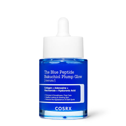 COSRX Blue Peptide Bakuchiol Plump Glow Serum 50ml blue glass bottle with white dropper on Tampa Home & Garden Store