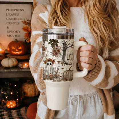 Boho Spooks 40oz Tumbler for Fall Ghosts and Bows
