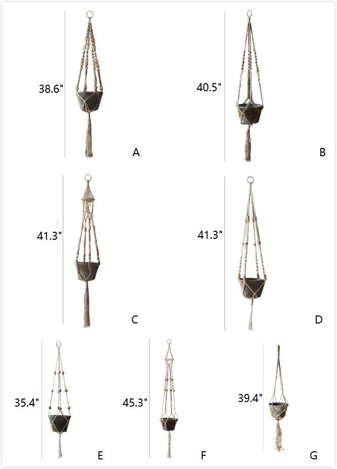 Cotton Hemp Rope Planter Hanger set of seven macrame hangers with beaded details RusticReach on Tampa Home & Garden Store