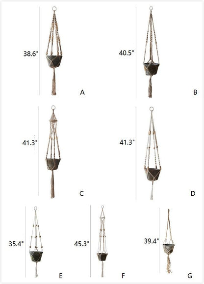 Cotton Hemp Rope Planter Hanger set of seven macrame hangers with beaded details RusticReach on Tampa Home & Garden Store