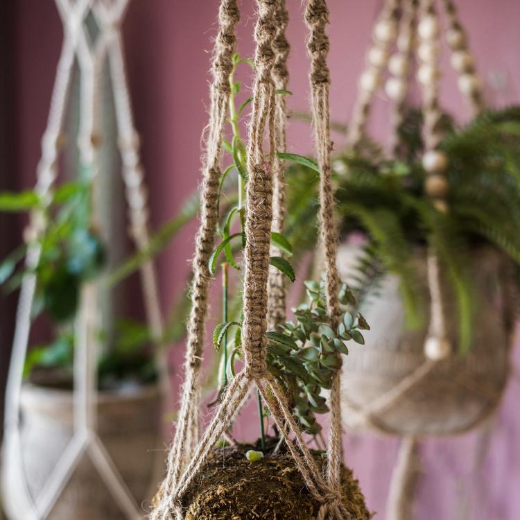 Cotton Hemp Rope Planter Hanger by RusticReach natural beige macramé on Tampa Home & Garden Store