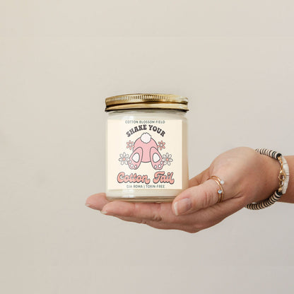 Cotton Blossom Retro Candle by Gia Roma in a clear glass jar with a gold lid and pastel label on Tampa Home & Garden Store