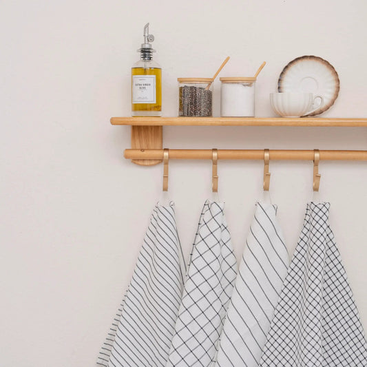 Stripe and Check Kitchen Towels set of six by Organic Cotton Mart, navy striped towels on Tampa Home & Garden Store