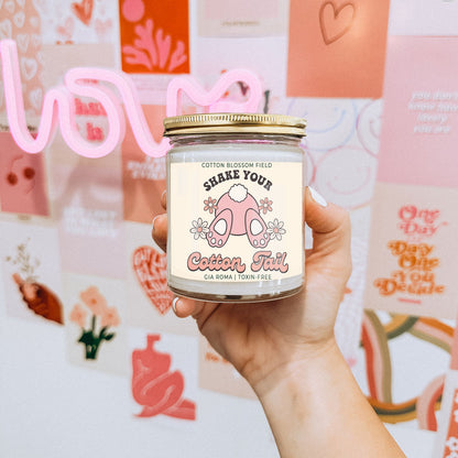 Cotton Blossom Retro Candle Gia Roma in a glass jar with gold lid and pastel label on Tampa Home & Garden Store