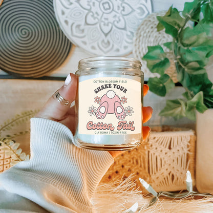 Cotton Blossom Retro Candle in a clear glass jar with a pastel Gia Roma toxin-free label on Tampa Home & Garden Store