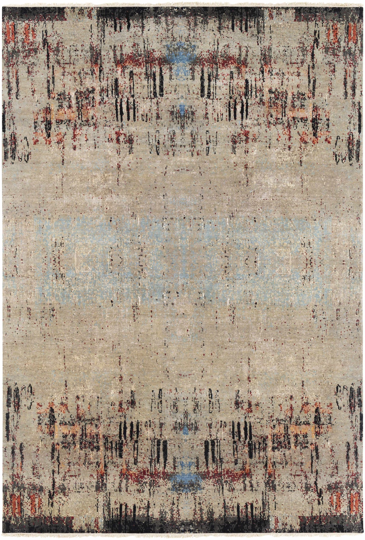 Coudersport Carpet clearance rug by Boutique Rugs, beige abstract with blue accents on Tampa Home & Garden Store