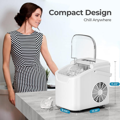 Kismile countertop ice maker white with clear lid, 26 Lbs per Day on Tampa Home & Garden Store