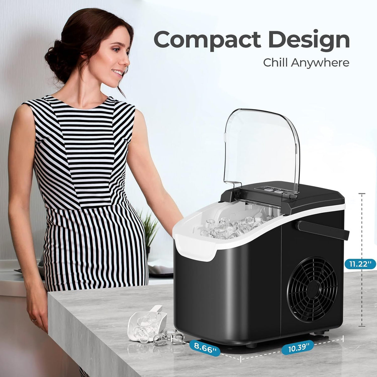 Modern Countertop Ice Maker 26 Pounds Capacity
