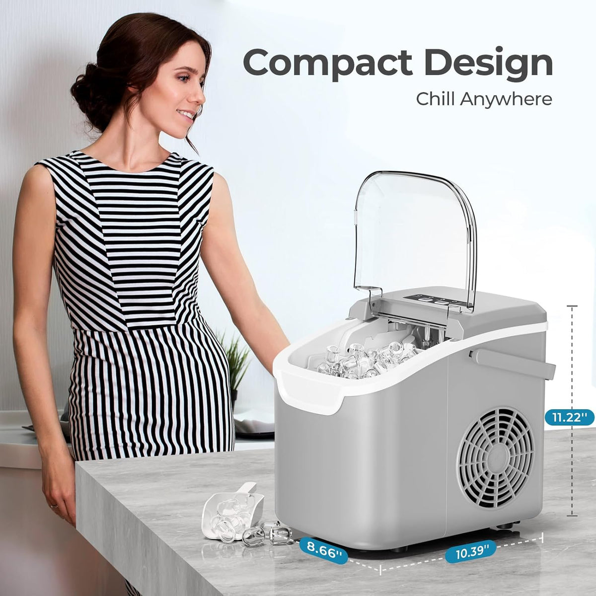 Modern Countertop Ice Maker 26 Pounds Capacity