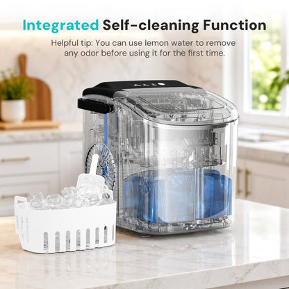 Countertop ice maker Z5812H by Kismile, clear housing with black control panel on Tampa Home & Garden Store