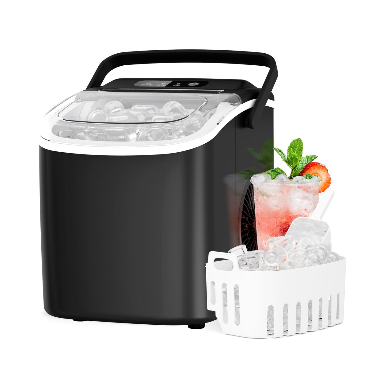 Kismile countertop ice maker Z5812H black compact unit with transparent lid and ice basket on Tampa Home & Garden Store