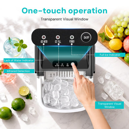 Kismile Countertop Ice Maker Z5812H with transparent visual window, fast quiet energy on Tampa Home & Garden Store