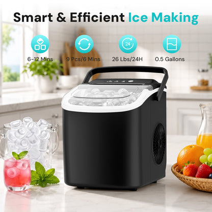 Ice maker Kismile Z5812H countertop black compact unit with fast quiet ice making on Tampa Home & Garden Store