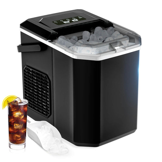 Countertop ice maker Z5822G by Kismile, black unit with clear lid and visible ice inside on Tampa Home & Garden Store