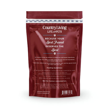 Friandises à mâcher pour chiens Country Living, tendons de dos de bœuf (10-18 cm) – Sachet de 5 – 100 % naturelles, longue durée, riches en protéines – Ingrédient unique, sans céréales