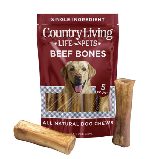 Country Living 5”-6” Beef Center Cut Bones for Dogs – 5 Count Bag – All-Natural, Long-Lasting Dog Chews – Single-Ingredient, High-Protein, Rawhide-Free – Supports Dental Health - Tampa Home & Garden Store