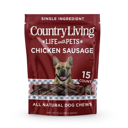 Country Living 4”-5” Beef Flavored Chicken Sausage Dog Treats – 15 Count Bag – Soft & Chewy, High-Protein Training & Reward Treats – Grain-Free, No Artificial Flavors or Preservatives - Tampa Home & Garden Store