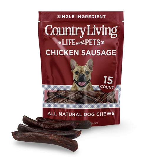 Country Living 4”-5” Beef Flavored Chicken Sausage Dog Treats – 15 Count Bag – Soft & Chewy, High-Protein Training & Reward Treats – Grain-Free, No Artificial Flavors or Preservatives - Tampa Home & Garden Store