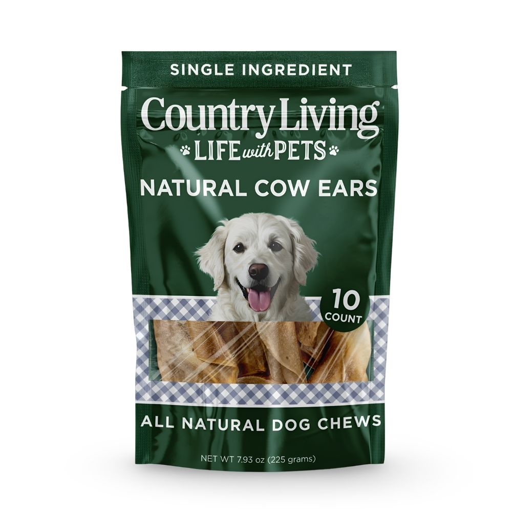 Masticables para perros Country Living de orejas de vaca naturales (bolsa de 10 unidades) - Totalmente naturales, de un solo ingrediente, de larga duración - Alto contenido en proteínas, bajo en grasa, sin cuero crudo - Favorecen la salud dental