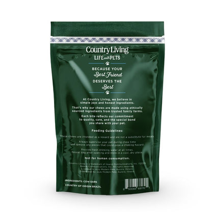 Masticables para perros Country Living de orejas de vaca naturales (bolsa de 10 unidades) - Totalmente naturales, de un solo ingrediente, de larga duración - Alto contenido en proteínas, bajo en grasa, sin cuero crudo - Favorecen la salud dental