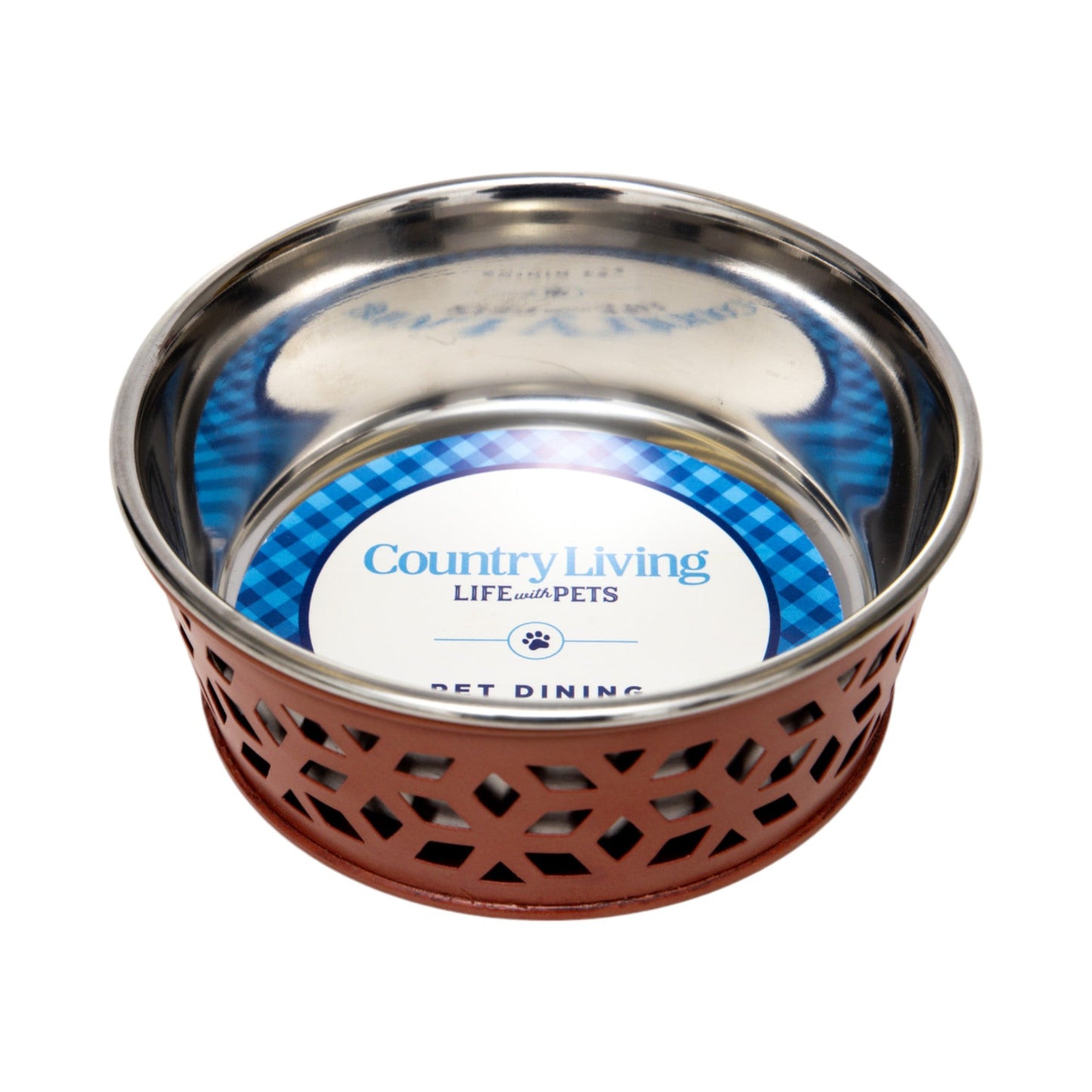 Juego de 2 comederos de acero inoxidable para perros Country Living, estilo rústico, ideal para perros pequeños y medianos. 