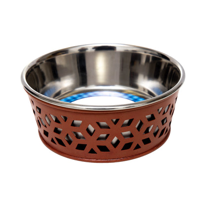 Juego de 2 comederos de acero inoxidable para perros Country Living, estilo rústico, ideal para perros pequeños y medianos. 