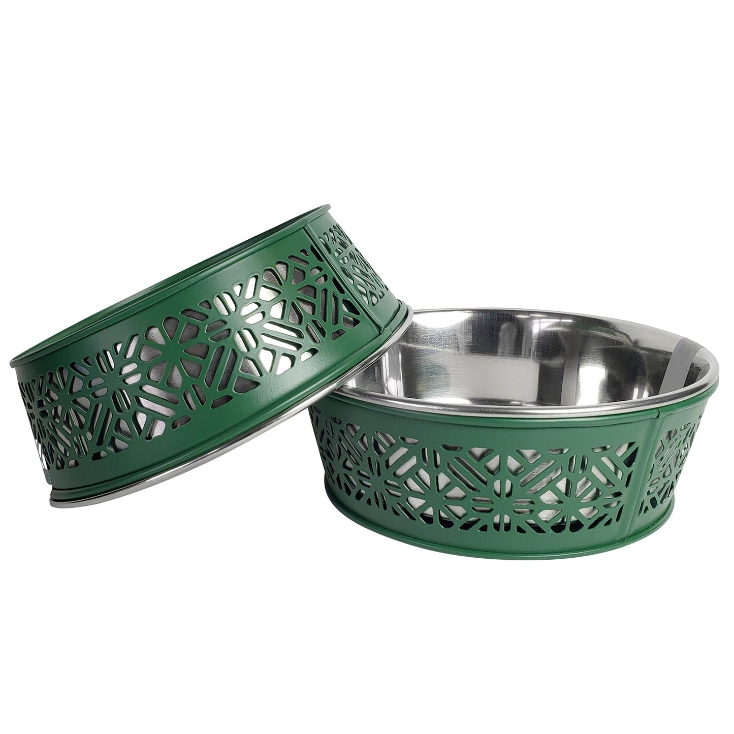 Juego de 2 comederos de acero inoxidable para perros Country Living, estilo rústico, ideal para perros pequeños y medianos. 