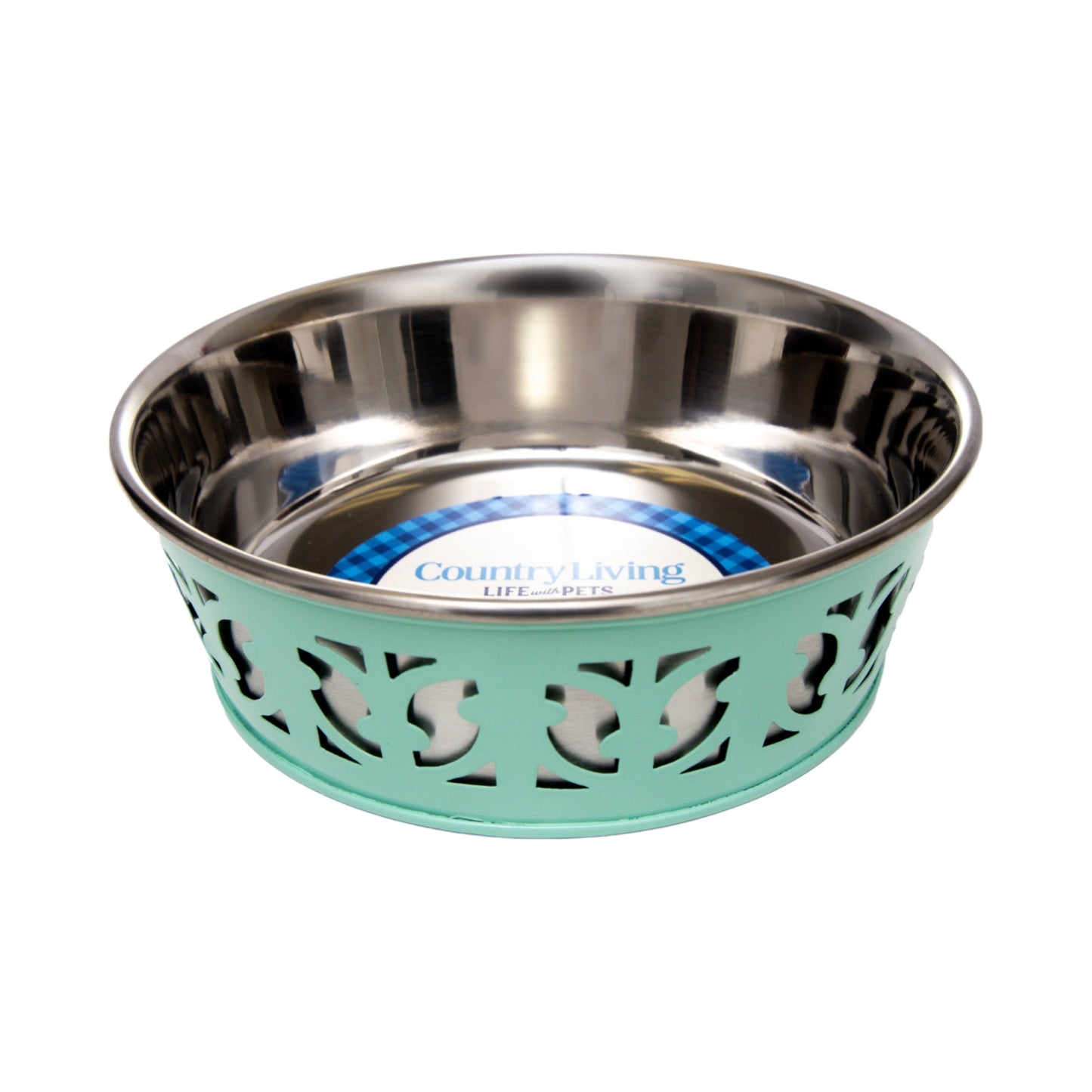 Juego de 2 comederos de acero inoxidable para perros Country Living, estilo rústico, ideal para perros pequeños y medianos. 