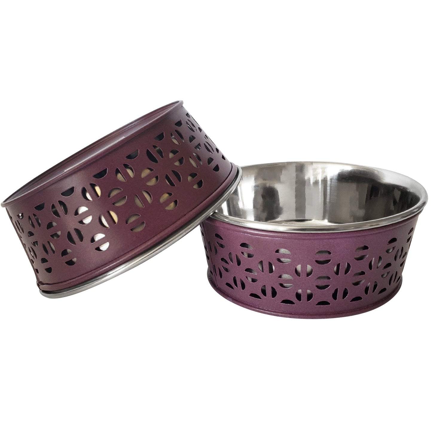 Juego de 2 comederos de acero inoxidable para perros Country Living, estilo rústico, ideal para perros pequeños y medianos. 