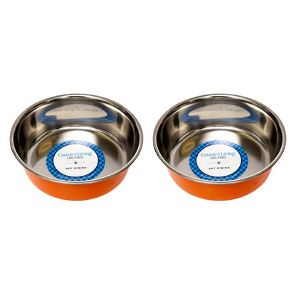 Juego de 2 cuencos para perros de acero inoxidable de gran calibre de Country Living: perfectos para comida y agua. 