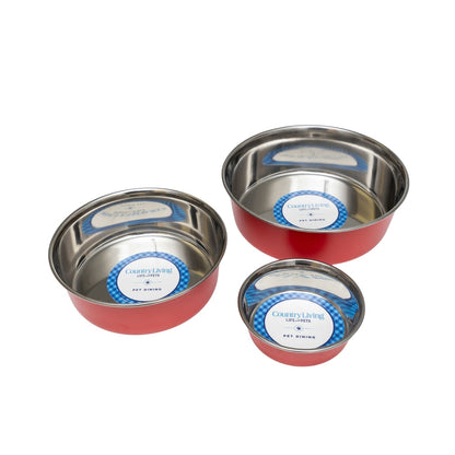 Juego de 2 cuencos para perros de acero inoxidable de gran calibre de Country Living: perfectos para comida y agua. 
