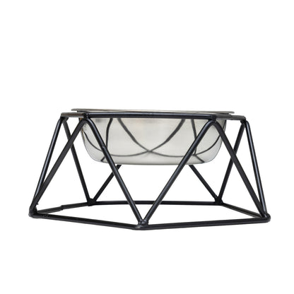 Comedero elevado individual para perros Country Living: diseño geométrico con cuenco extraíble de acero inoxidable
