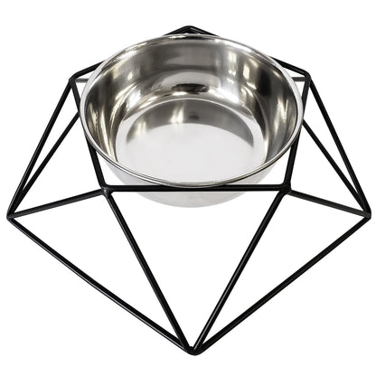 Comedero elevado individual para perros Country Living: diseño geométrico con cuenco extraíble de acero inoxidable