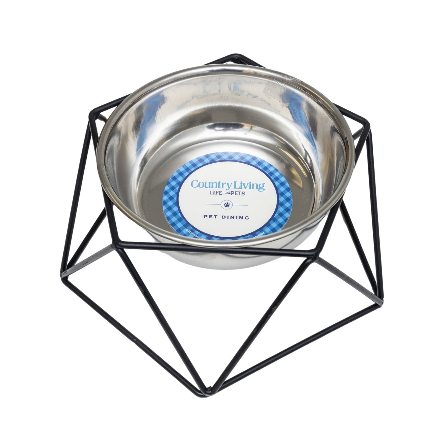 Comedero elevado individual para perros Country Living: diseño geométrico con cuenco extraíble de acero inoxidable