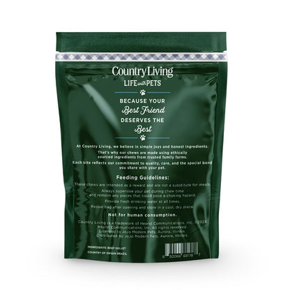 Country Living 6” Gullet Flats Dog Treats – 20 Count Bag – All-Natural Beef Esophagus Chews – High-Protein, Easily Digestible, Single-Ingredient Dog Treats – Grain-Free & Long-Lasting - Tampa Home & Garden Store