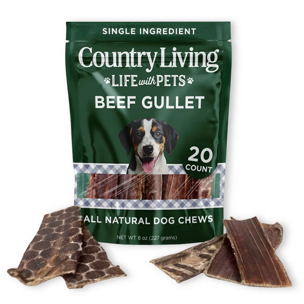 Country Living 6” Gullet Flats Dog Treats – 20 Count Bag – All-Natural Beef Esophagus Chews – High-Protein, Easily Digestible, Single-Ingredient Dog Treats – Grain-Free & Long-Lasting - Tampa Home & Garden Store
