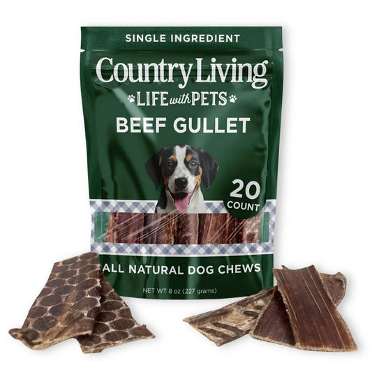 Country Living 6” Gullet Flats Dog Treats – 20 Count Bag – All-Natural Beef Esophagus Chews – High-Protein, Easily Digestible, Single-Ingredient Dog Treats – Grain-Free & Long-Lasting - Tampa Home & Garden Store