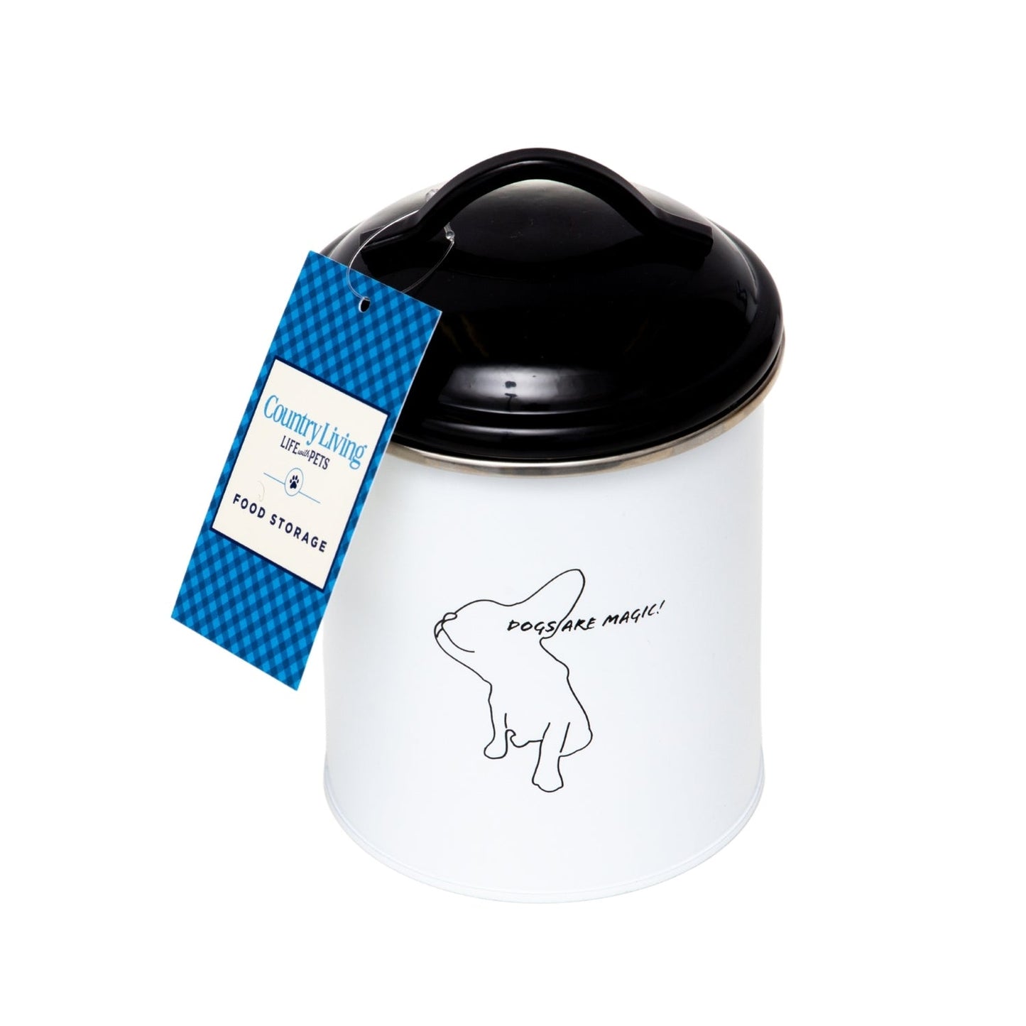 Juego de 3 botes para golosinas para mascotas Country Living (blanco y negro)