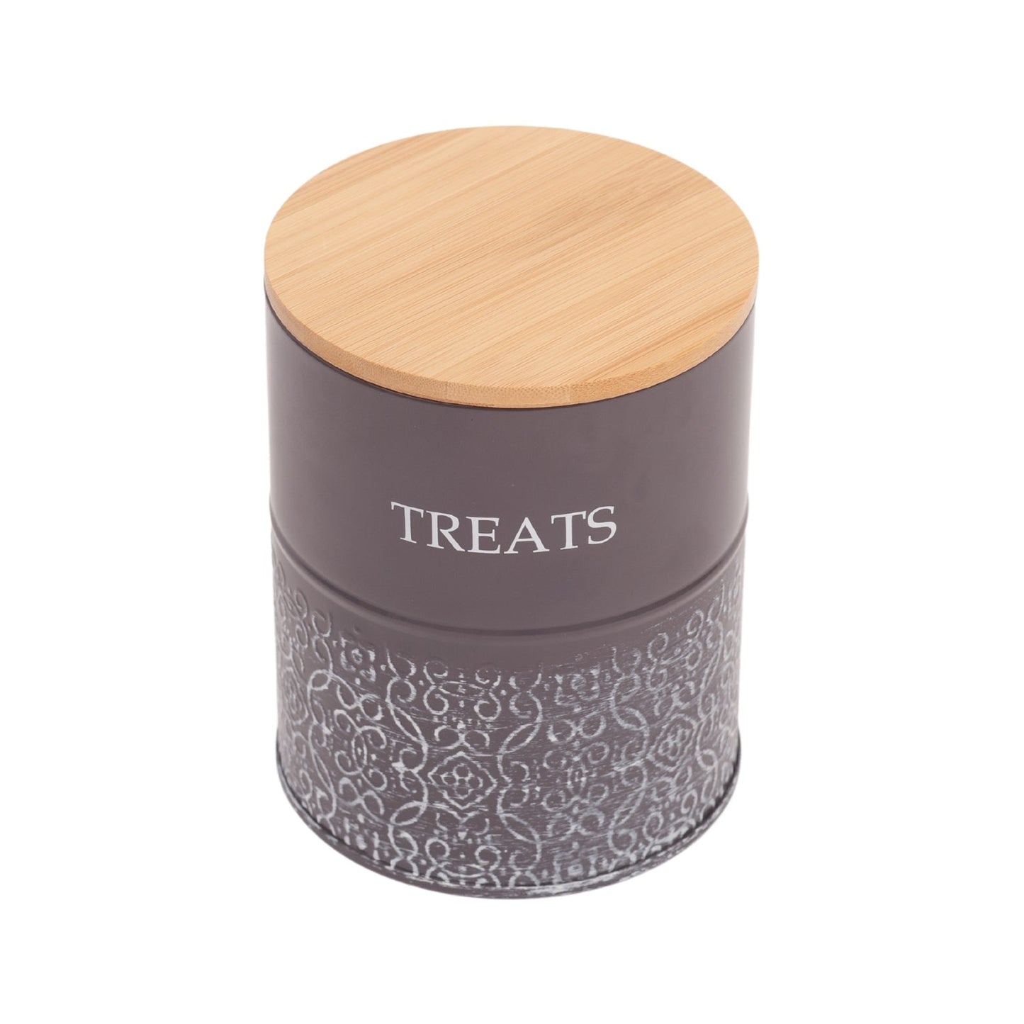 Boîtes à friandises pour chiens Country Living - Lot de 2 bocaux en acier au carbone avec couvercles en bambou – Gris volcanique 
