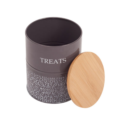 Boîtes à friandises pour chiens Country Living - Lot de 2 bocaux en acier au carbone avec couvercles en bambou – Gris volcanique 