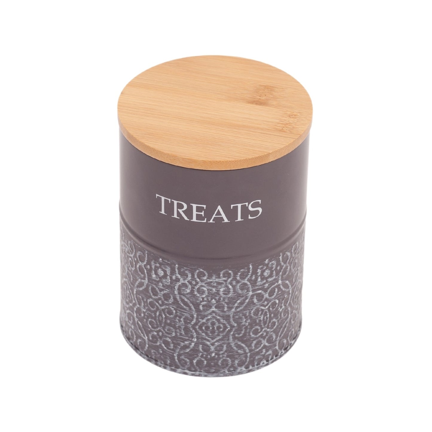 Boîtes à friandises pour chiens Country Living - Lot de 2 bocaux en acier au carbone avec couvercles en bambou – Gris volcanique 