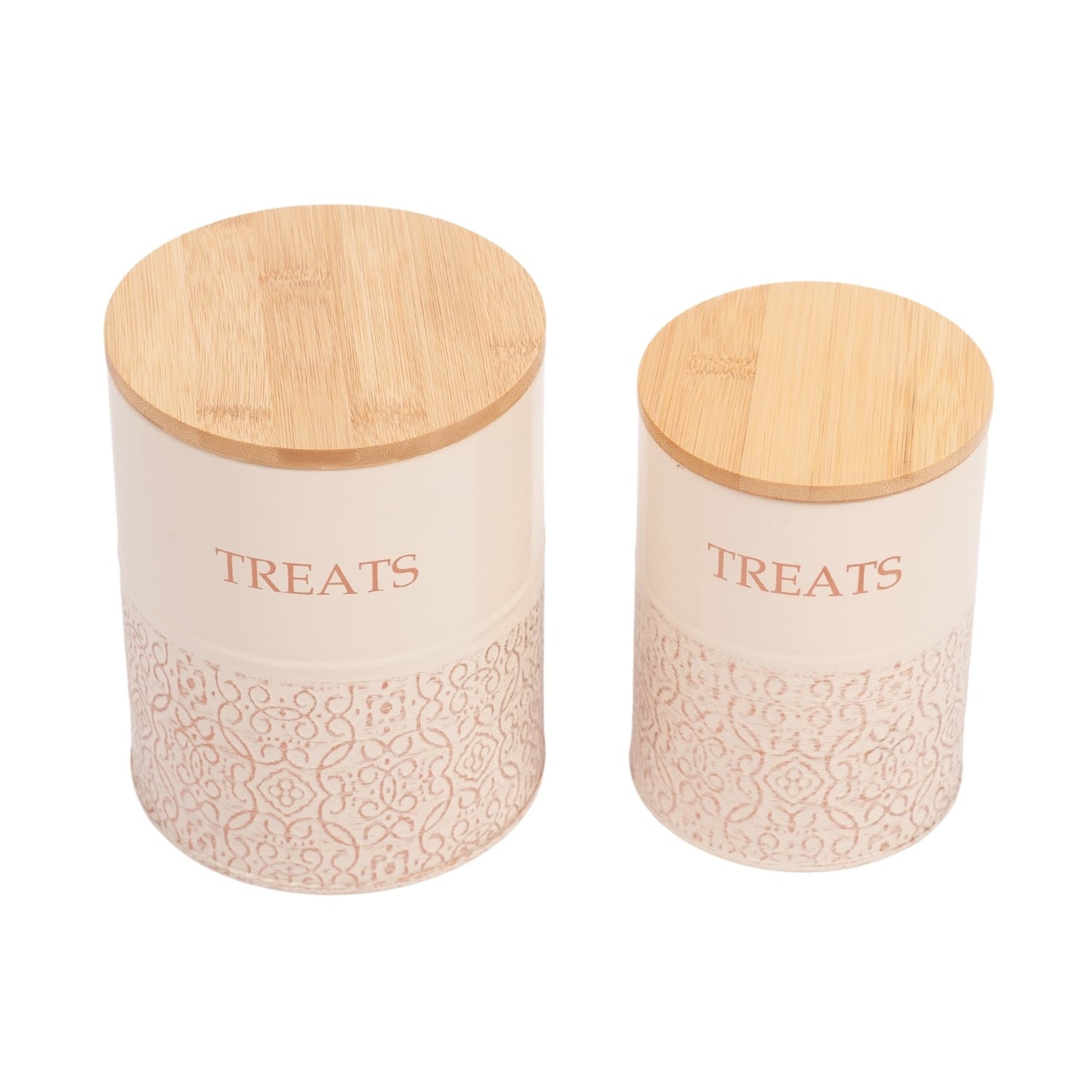 Boîtes à friandises pour chiens Country Living - Lot de 2 bocaux en acier au carbone avec couvercles en bambou – Cygne blanc