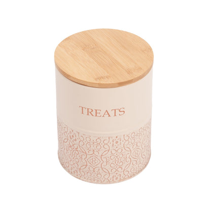 Boîtes à friandises pour chiens Country Living - Lot de 2 bocaux en acier au carbone avec couvercles en bambou – Cygne blanc