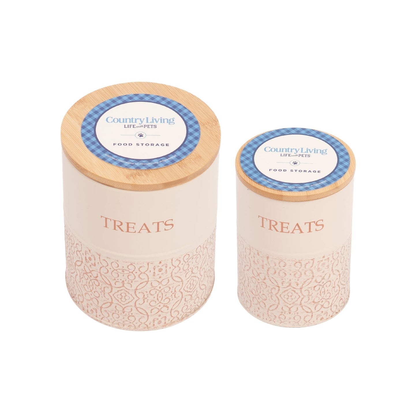 Boîtes à friandises pour chiens Country Living - Lot de 2 bocaux en acier au carbone avec couvercles en bambou – Cygne blanc