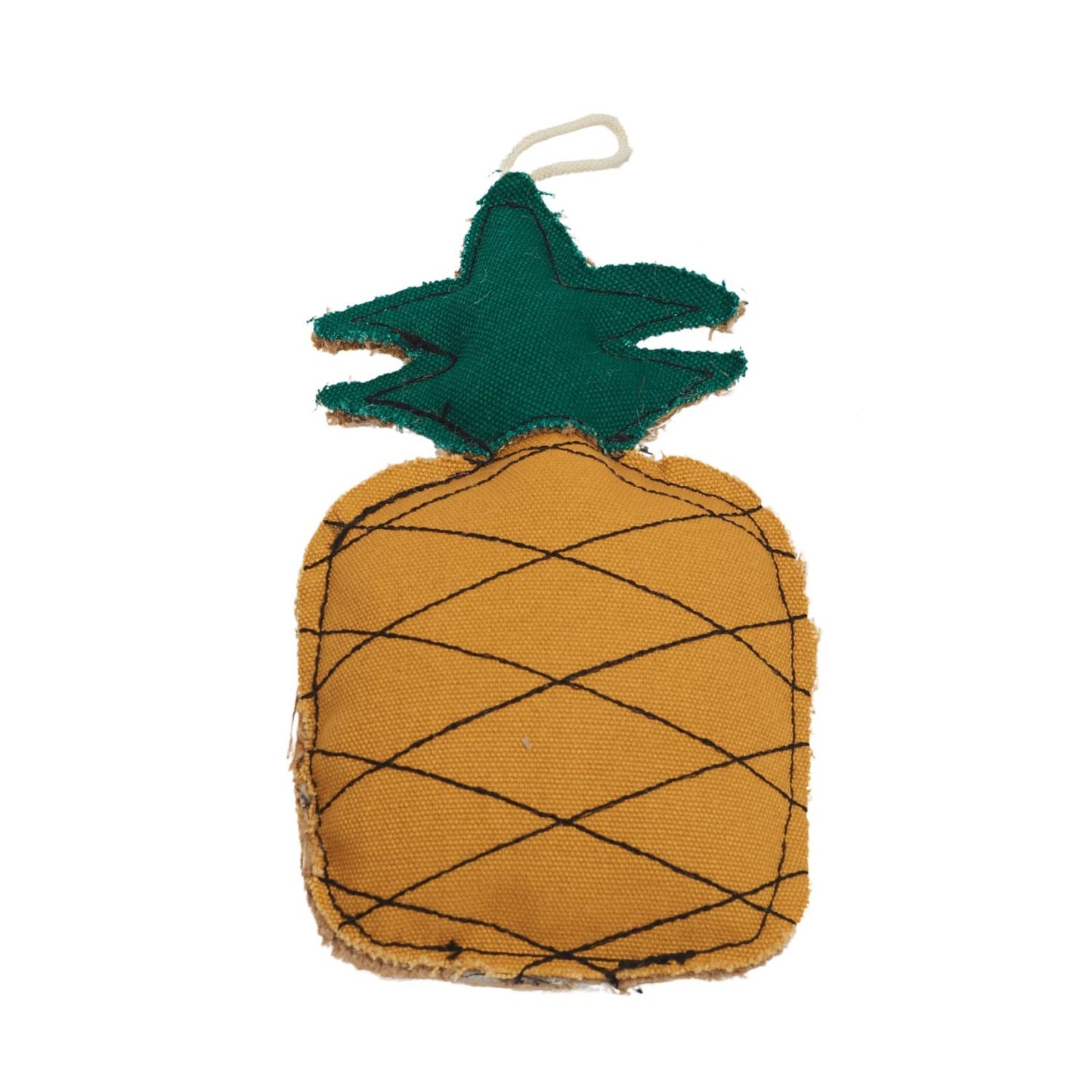 Juguete masticable para perros Country Living de lona y yute con forma de piña: duradero, seguro y no tóxico.