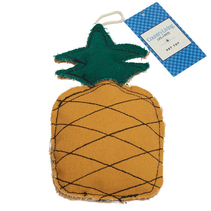 Juguete masticable para perros Country Living de lona y yute con forma de piña: duradero, seguro y no tóxico.